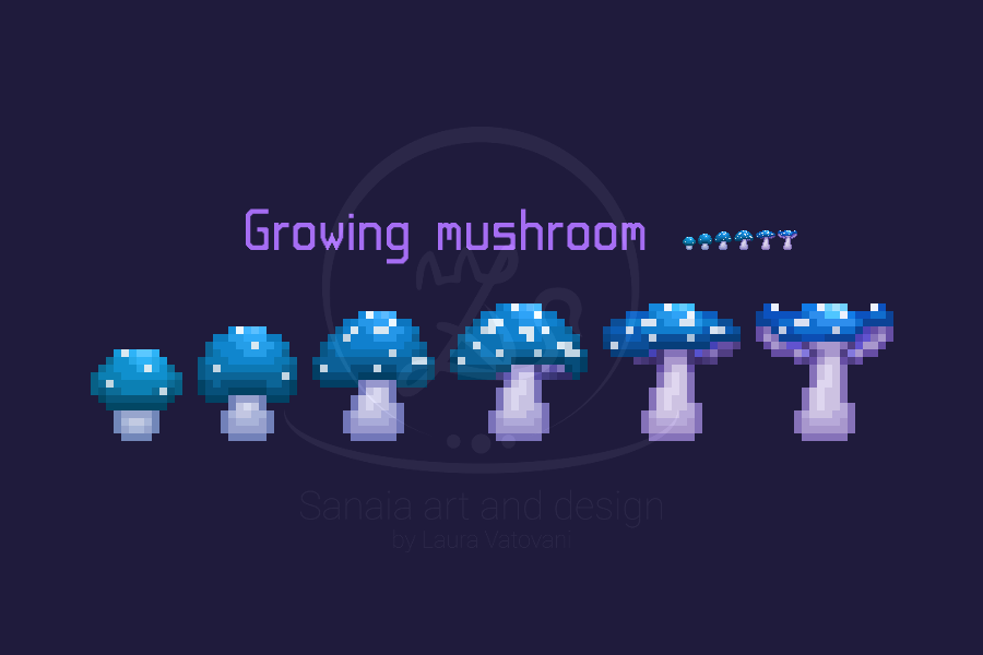 Growing mushroom blue